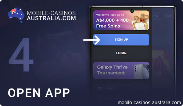 Open the casino app and create a new account