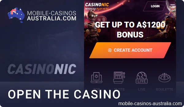 Go to Casinonic mobile casino and start registering