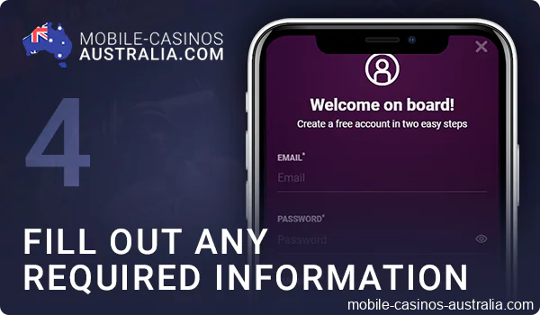 Enter your casino registration details on your iPhone