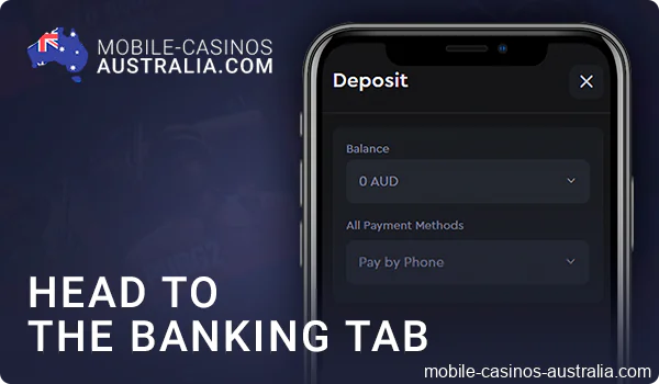 Open the casino deposit section and select Pay by phone