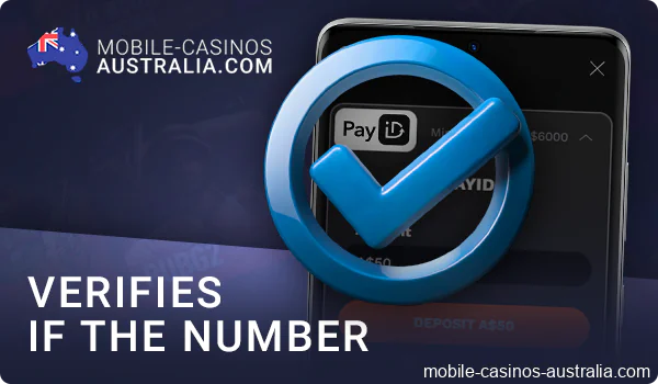 Confirm number for payment via PayID to mobile casino