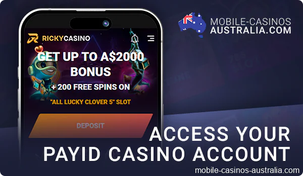 Visit the mobile casino to withdraw funds via PayID